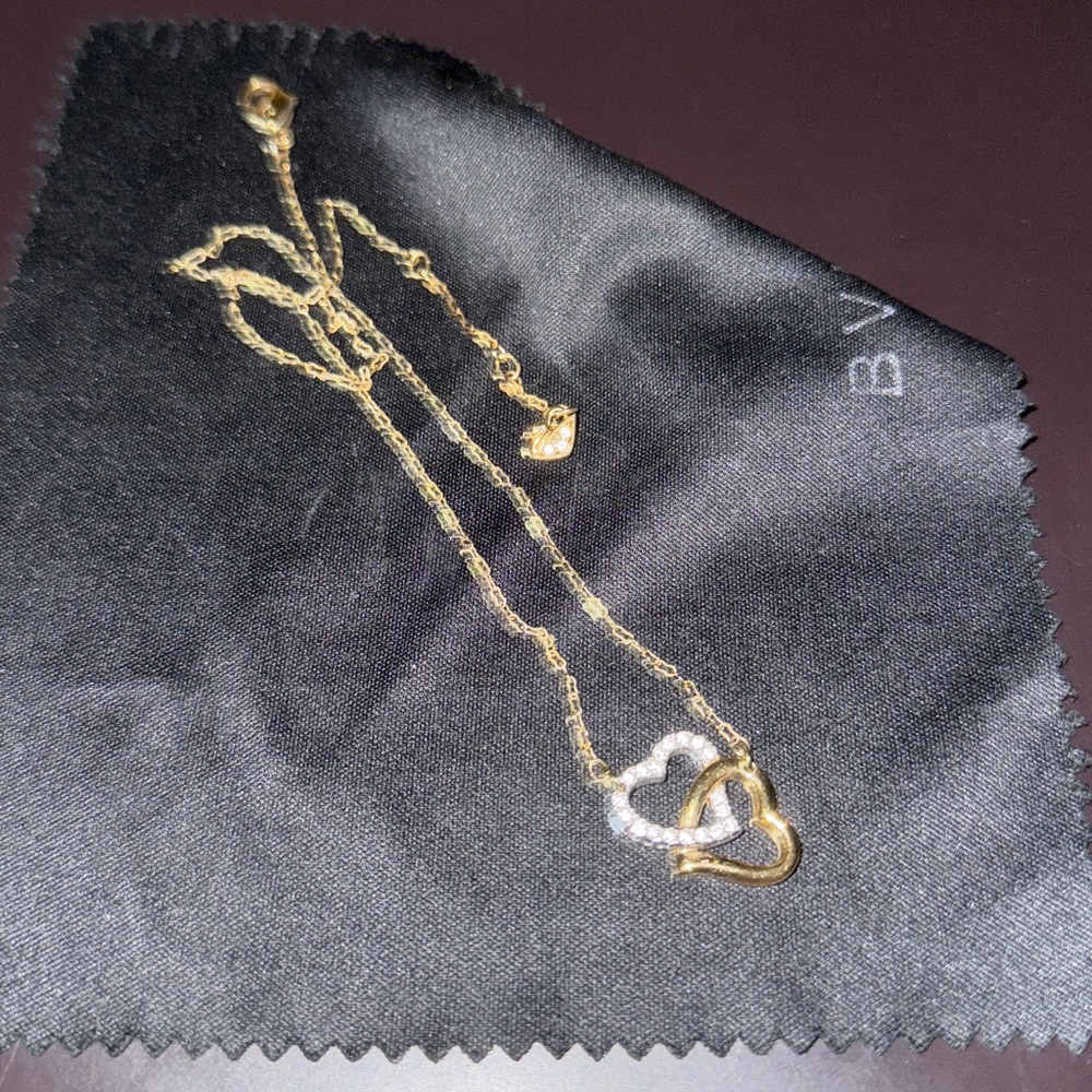Swarovski Gold Double Heart Pendant Necklace - Women Jewelry